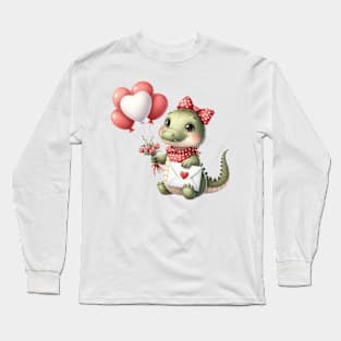 Valentine Love Crocodile Long Sleeve T-Shirt